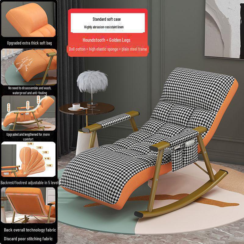 Легкое роскошное кресло-реклайнер: Складное кресло-качалка для гостиной или балкона, идеально подходит для отдыха и обеденных перерывов.