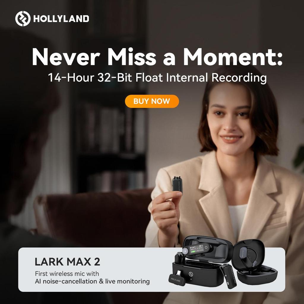Беспроводной микрофон Hollyland Lark MAX 2 Ultimate Combo для iPhone/камеры/Android, шумоподавление ИИ, беспроводной мониторинг, таймкод