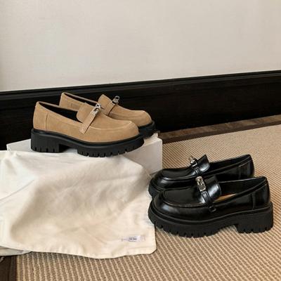 Версия из коровьей кожи~ лоферы на платформе JK стиль 2025 осень и зима новая маленькая кожаная обувь женская металлическая застежка