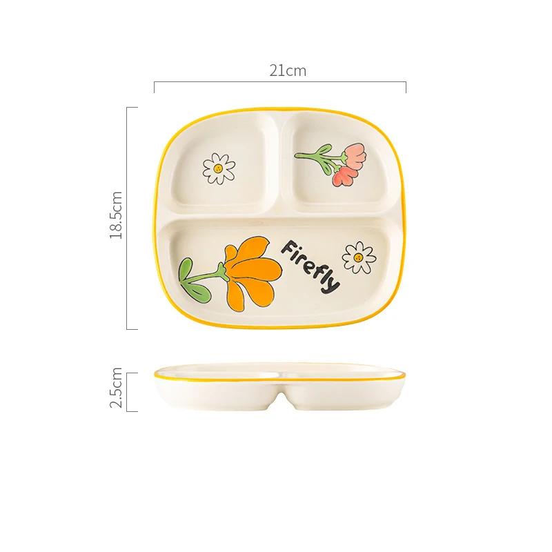 Керамическая порционная тарелка для диетического питания, разделенная на порции, сервировочное блюдо для десертов и закусок, поднос для сбалансированного питания, разделитель для еды, поднос для закусок