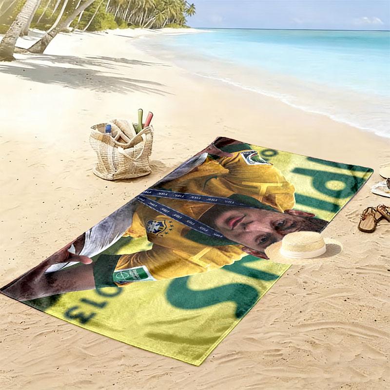 Neymar Jr Print Beach Towel, Large Soft Quick Dry Towel for Beach Camping Swimming
