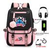 Stitch Backpack for Students Cute Cartoon Laptop Bag with USB Port Fashion Style