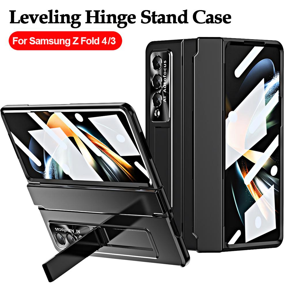 Складная 4-слойная плоская крышка на шарнирах для Samsung Galaxy Z Fold 4 Fold 3 5g, чехол-подставка, защитная крышка, чехол со стеклом переднего экрана