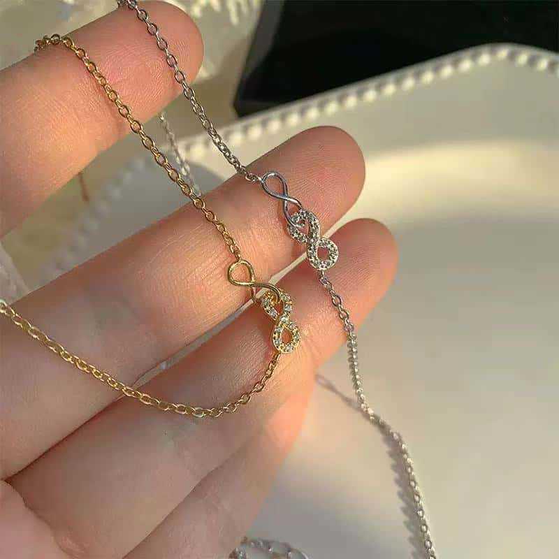 S925 Sterling Silver Infinity Choker Necklace for Women