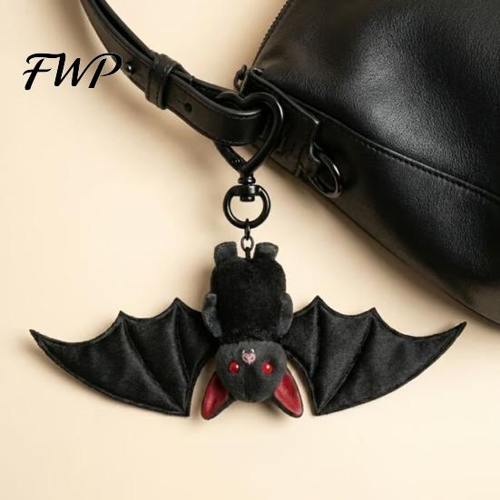 Gothic Bat Keyring Plush Black Keychain Transformable Key Ring Pendant Soft Backpack Bag Purse Charm Halloween Gift for Lovers Lightweight