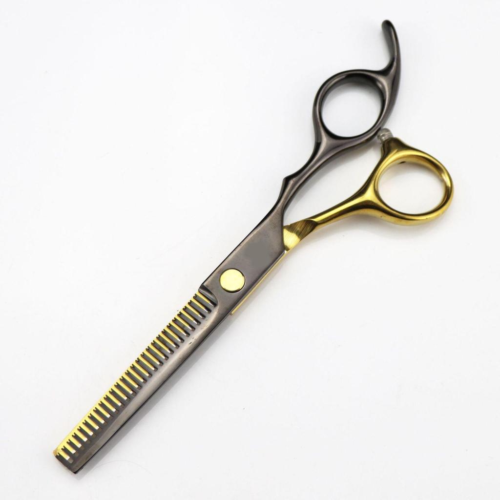 6.0 Inch Black Gold Hairdressing & Barber Scissors: Straight Shears and Thinning Shears