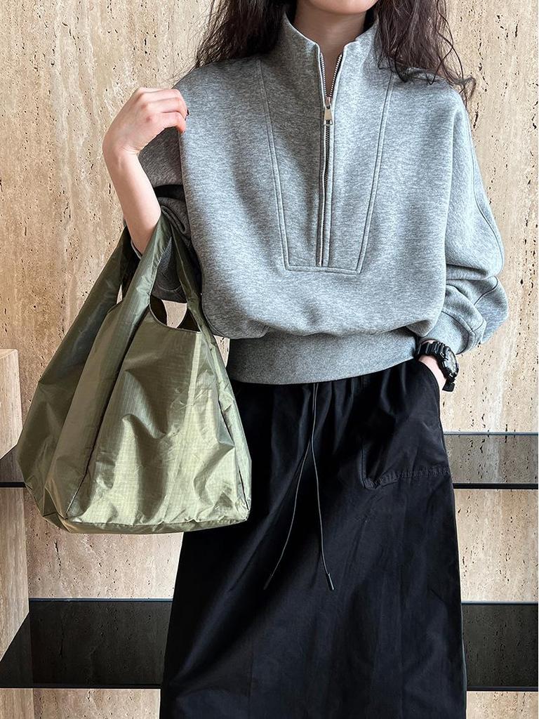 Женская толстовка Luxi High-End Half-Zip – весна 2024 года, корейский повседневный спортивный топ с высокой талией