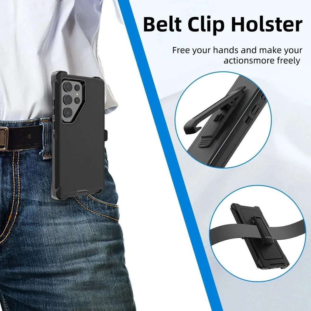 Hybrid Heavy Duty Armor Stand Case for Samsung Galaxy S24 S23 S22 S21 S20 Ultra S10 Plus Note 20 10 9 8 Otter Case Box Holder with Belt Clip Cover