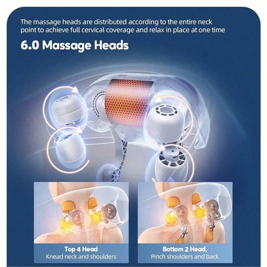 Foreverlily Wireless Neck And Back Massager Neck And Shoulder Kneading Massage Shawl Neck Cervical Relaxing Trapezius Massager
