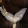 Lady Ponytail Claw Wings Shape Shiny Rhinestone Faux Pearl Long Tassel Multi Teeth Stainless Hair Decoration Lightweight Bridal Hair Bun Hair