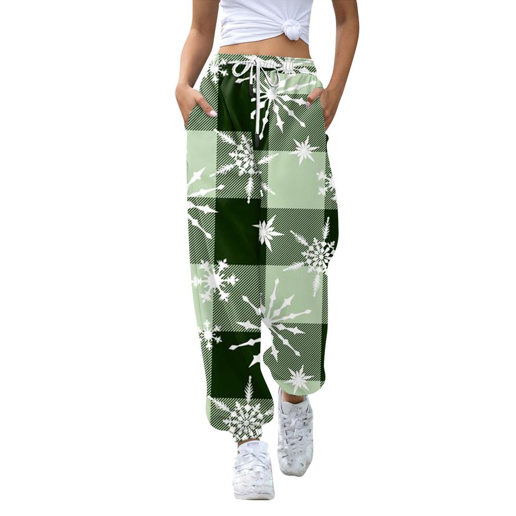 Women's Casual Fashion Christmas Printed Casual Sweatpants Elastic Waist Drawstring Pants