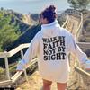 Walk By Faith Not By Sight Letter Printed Hoodies Casual Women Sweatshirts Fleece Warm Pullover Crewneck Loose Female Clothes