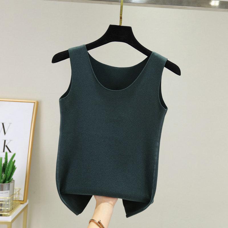 Женский облегающий двусторонний флисовый жилет с бесшовной хлопковой низкой - теплая осенне-зимняя согревающая майка