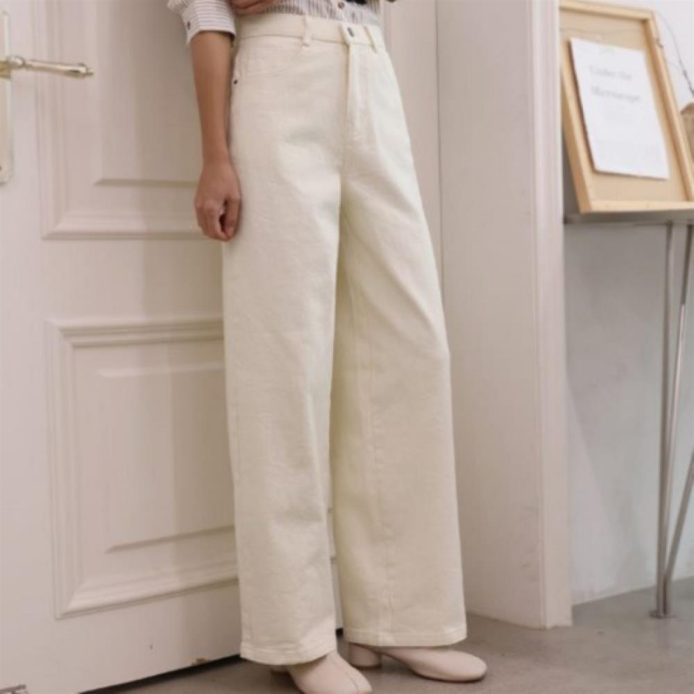 New Arrivals Open Run Women Cotton Blend Stretch Back Pocket Wide Straight Pants