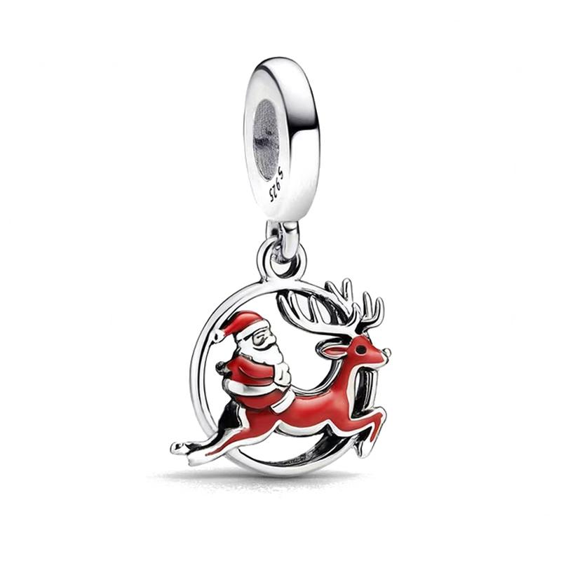 Christmas Cartoon Charm Beads Collection Pendant Charms Festive Santa Cute Animal Design Beads for Women DIY Jewelry Accessories