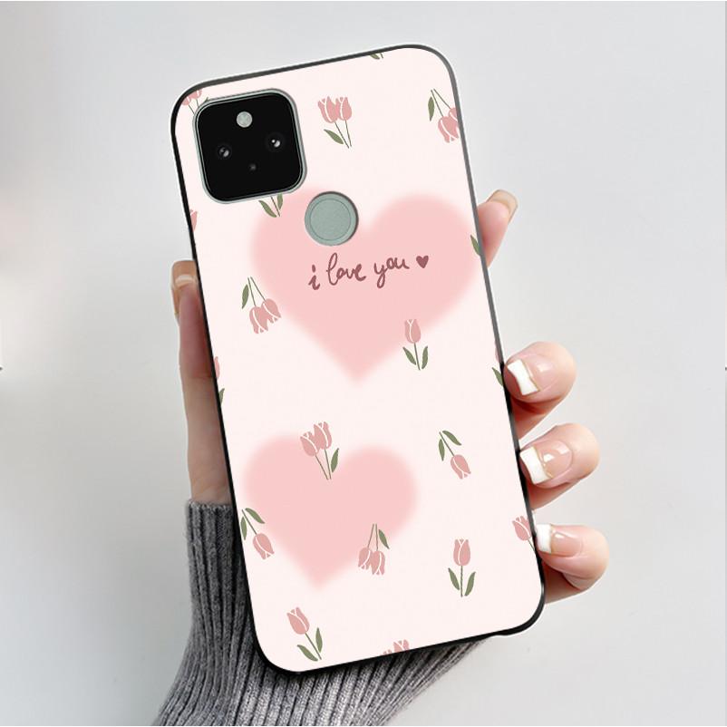 Силиконовый чехол для Google Pixel 5 Pixel 5A Pixel5 Pixel5A Мягкий чехол Роскошная мода Бабочки Цветы Нарисованный Черный чехол для телефона