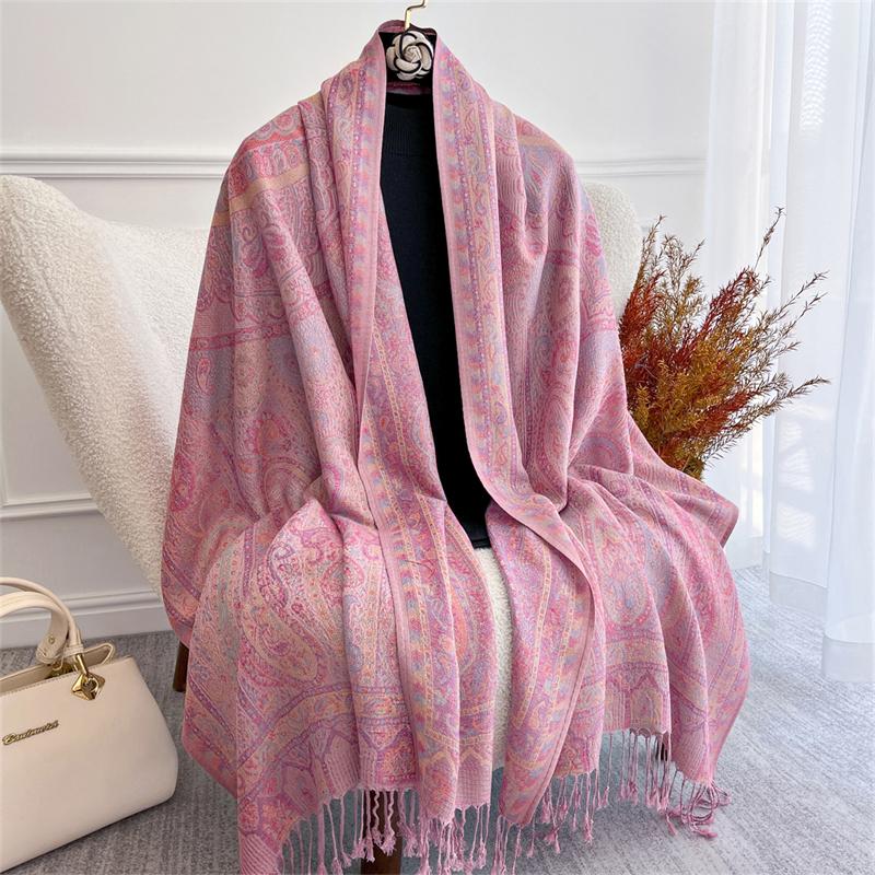 Autumn Bohemian Ethnic Paisley Cashmere Shawls Scarf for Women Warm Jacquard Pashmina Scarves Print Design Lady Foulard Stoles