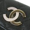 Great CHANEL COCO Mark Matelasse Small Flap Wallet Caviar skin AP4173 Used