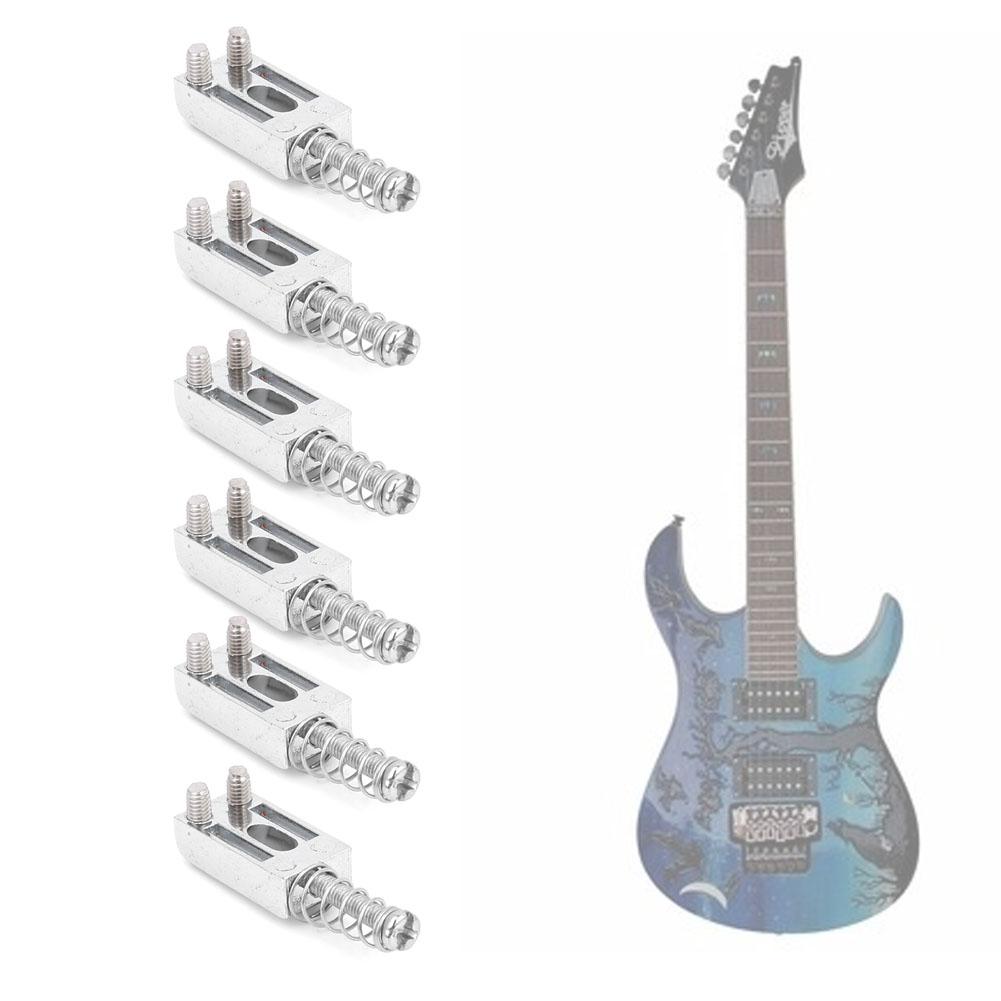 6 шт. металлические седла тремоло с одинарным замком и винтовой пружиной для электрогитары(Серебряный)