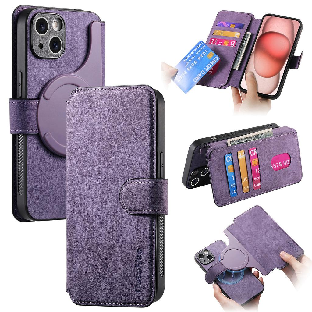 CASENEO MW-03 For iPhone 14 Plus Case with Detachable Wallet Leather+TPU Phone Cover