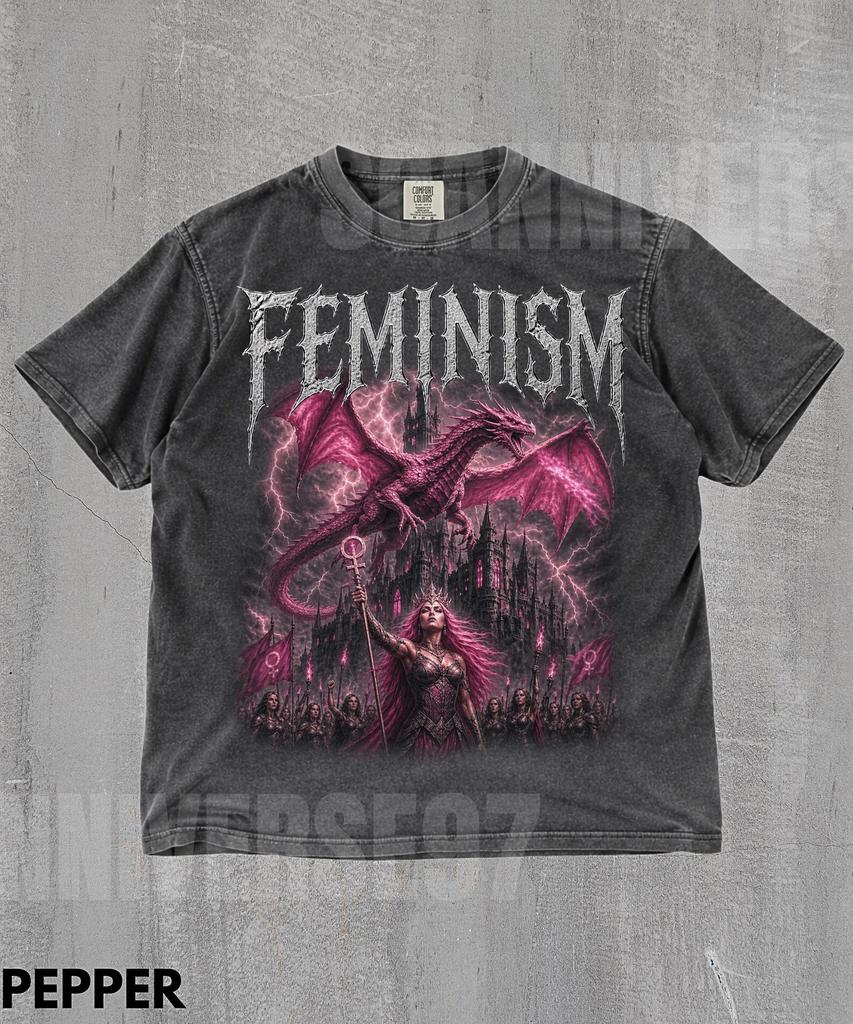 Vintage Feminism Warrior Dragon Comfort Colors T-Shirt,Feminist Empowerment Shirt,Women's Rights Shirt,Burn The Patriarchy Tee,Y2k Shirt