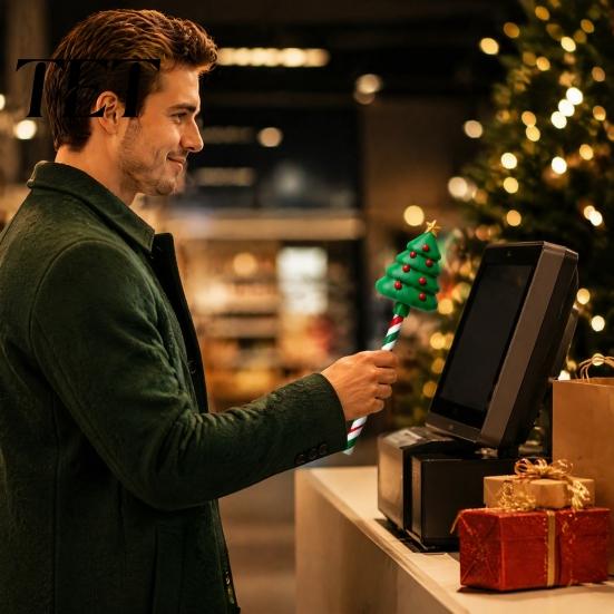 Tap to Pay Card Holder Christmas Tap-to-Pay Wand, 3D Printed Credit with Candy Unique Secret Santa Gift Cane Handle, Contactless Payment Stick