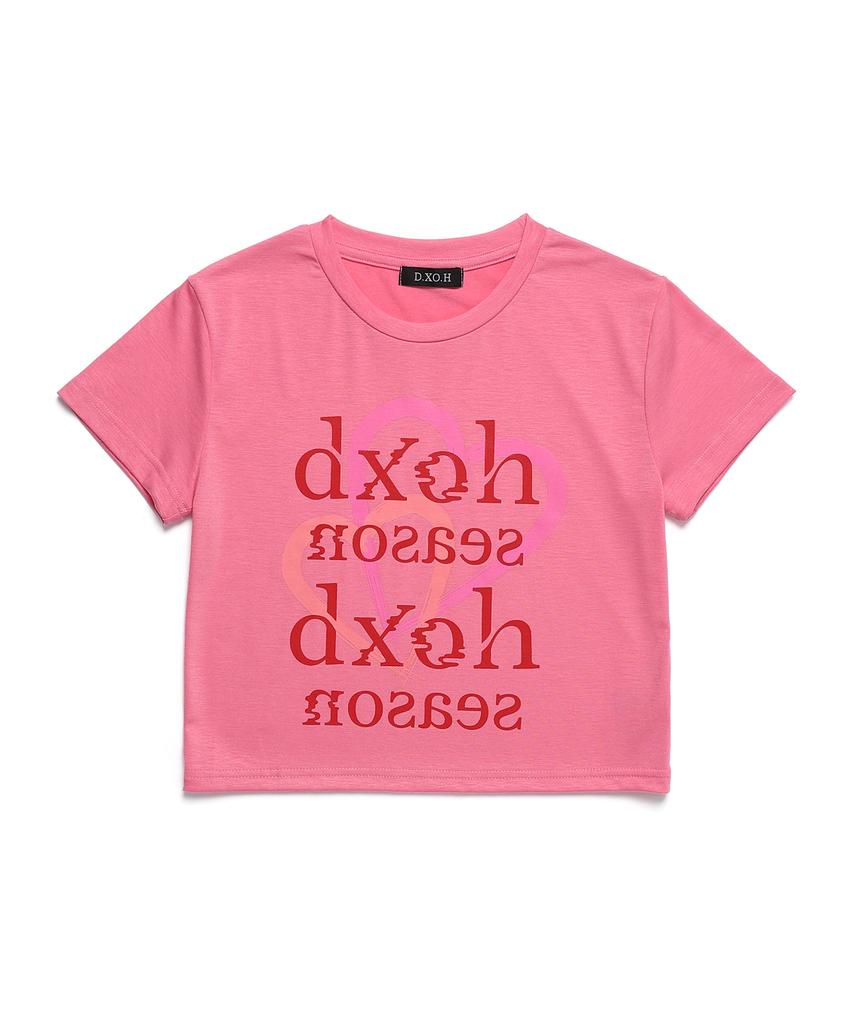 D.XO.H To Heart Сезонный Логотип Укороченный Топ Розовый