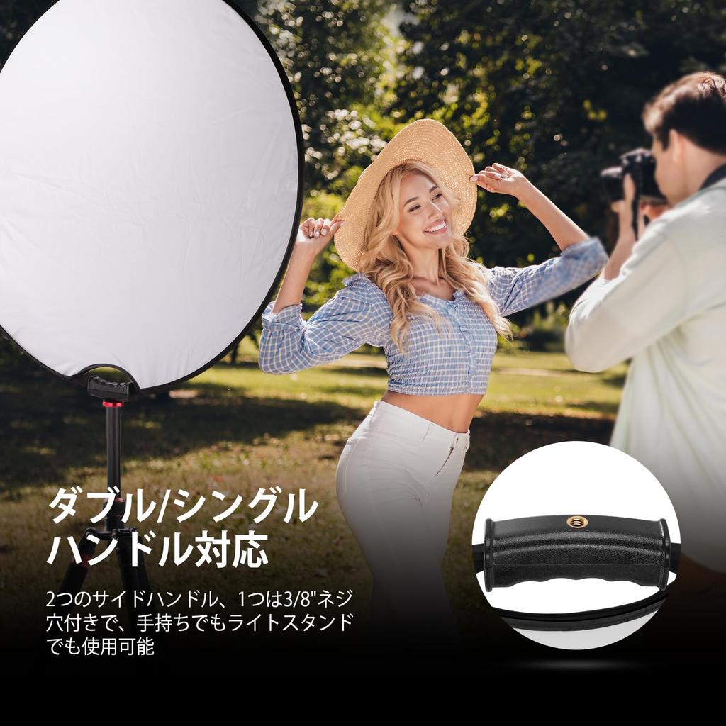 NEEWER 110cm 5in1 Round Reflector Photography Reflector with Grip Screw Foldable Suitable for Studio Outdoor Product Portrait Photography Clamp/Hand