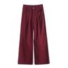 Wide-leg Encore Red Straight Jeans for Women In Autumn New High Waist Loose Thin Slimming Draped Floor Pants
