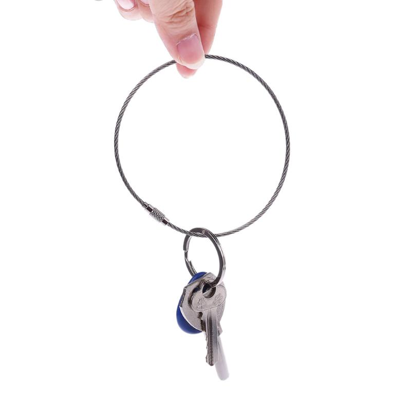 10Pcs Wire Rope Outdoor Hiking Wire Keychain Cable Key Ring Wire Lock Key Chain Stainless Steel