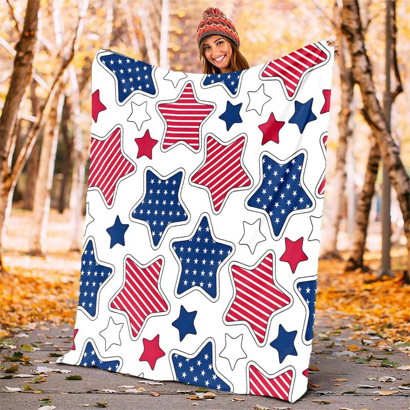 American Flag Flannel Blanket Soft All-Season Throw, Design for Camping, Car Travel, Hiking Sofa, Bed, Office Perfect Gift for Parties