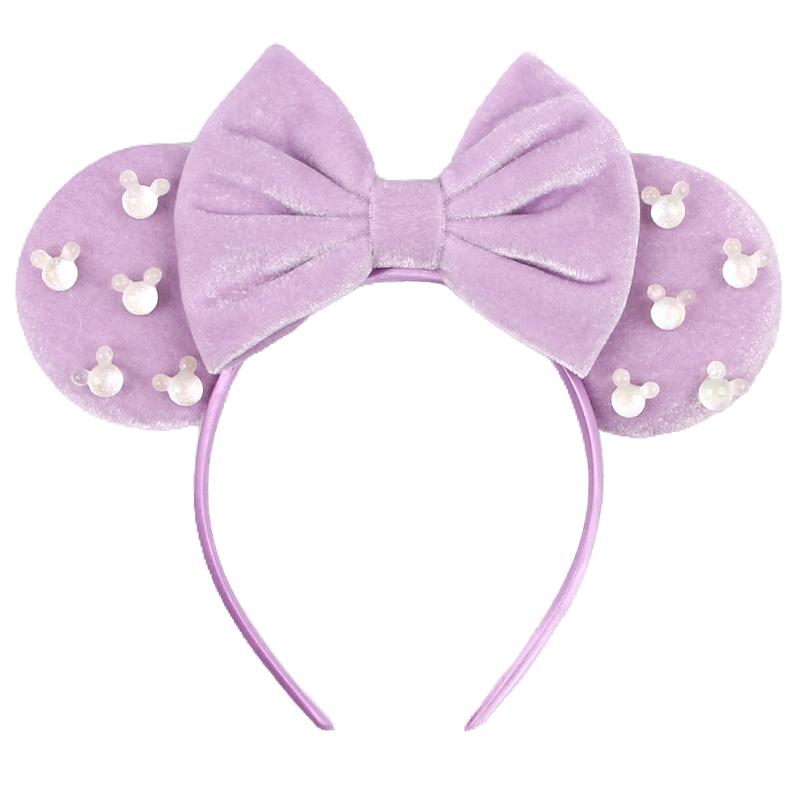 Pearls 3.3"Mouse Ears Headband 5‘’ Velvet Bow Hairband For Girls Festival Party Cosplay DIY Hair Accessories Women Gifts
