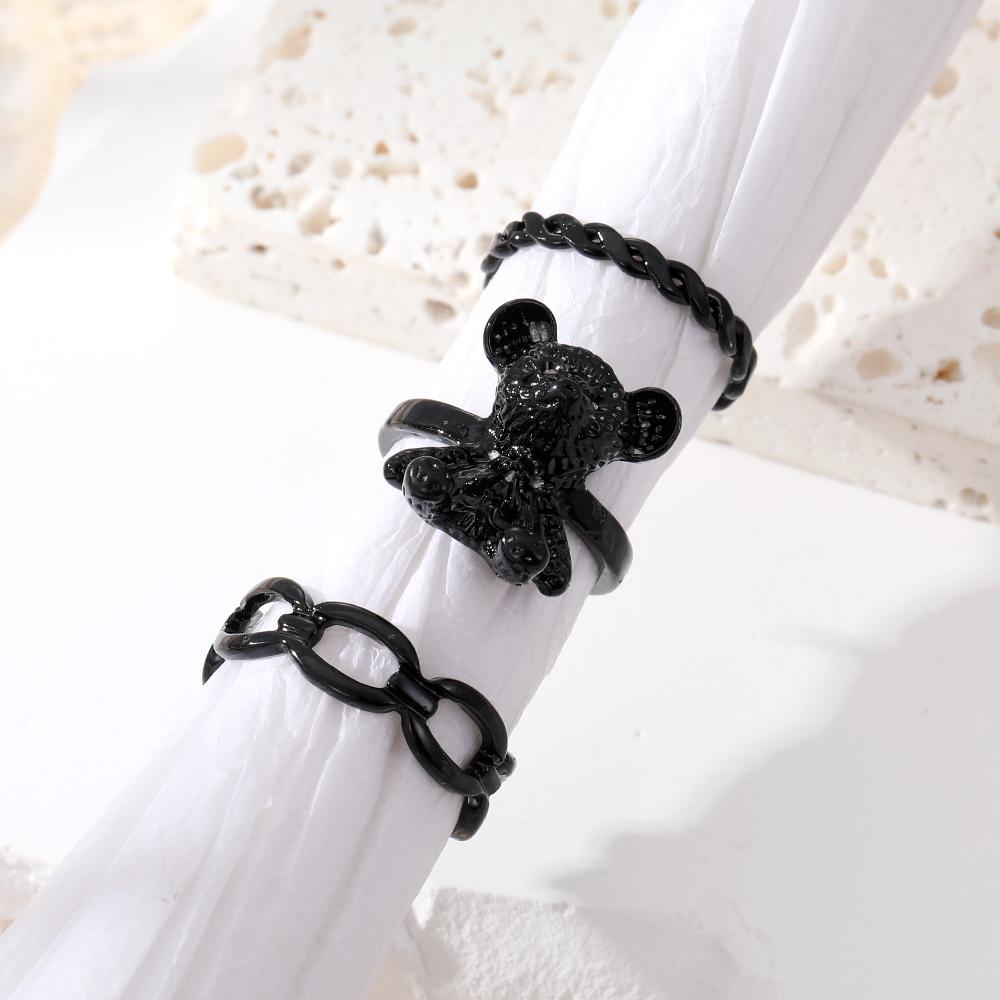 Кольцо с медведем, пара одинаковых колец, комбинация из трех частей, модное кольцо для девушки, элегантное кольцо для подруги, набор колец для сестры, изысканное ювелирное кольцо, подарок