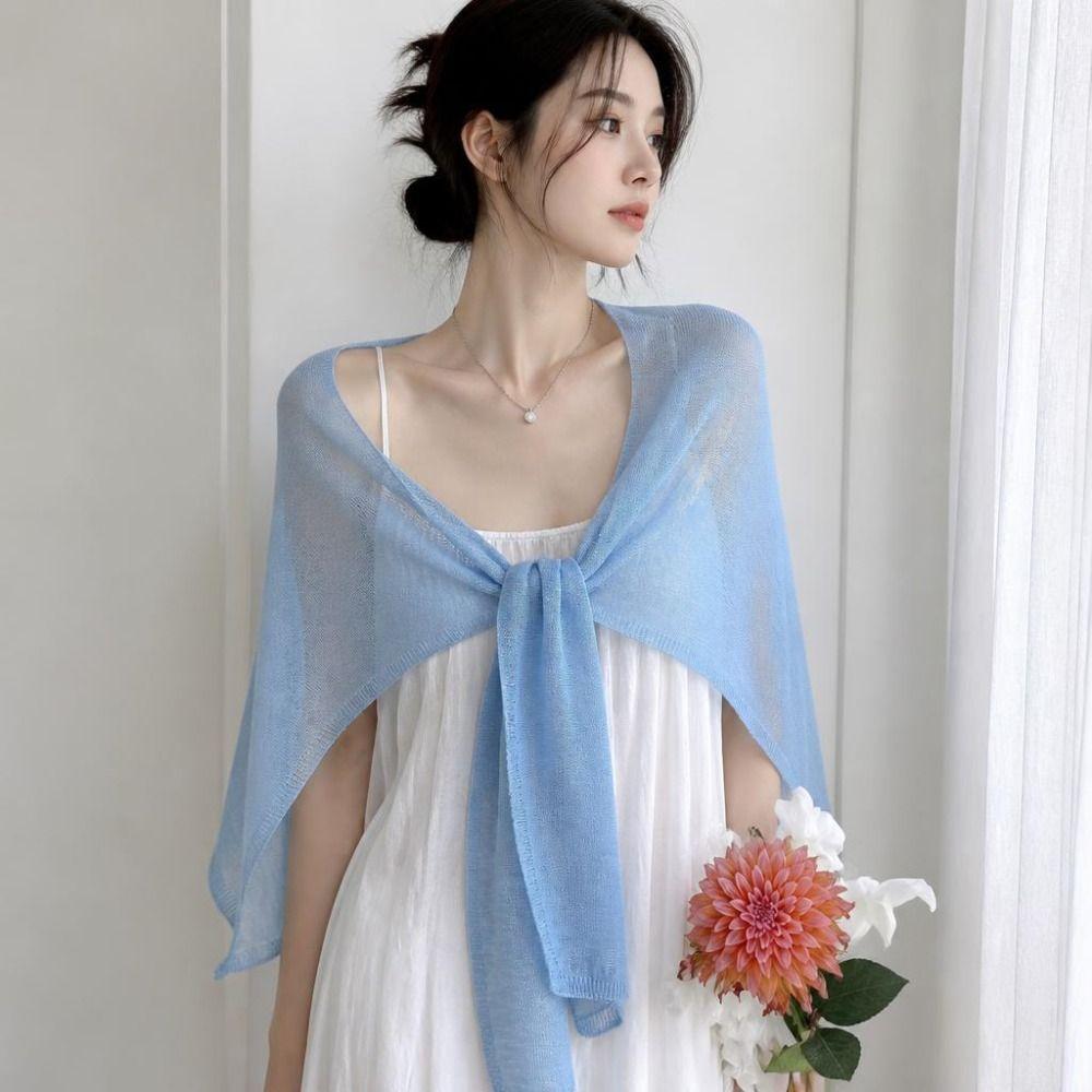 Thin Knitted Neck Wrap Cape Crochet Scarves Simple Triangle Scarf Clothes Decoration
