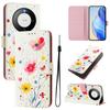Flower Luxury Painted Leather Case Wallet PU Leather Book Style Cover for Huawei P20 P30 P40 P50,Pura 70,Mate 60,Mate 70,Honor 50...