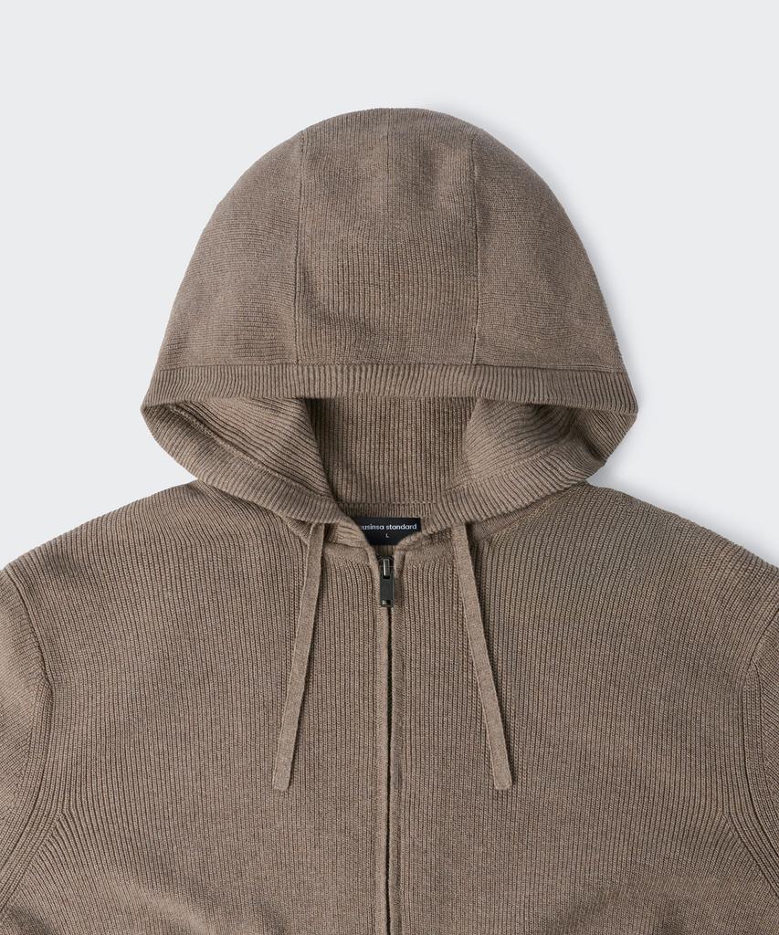 MUSINSA STANDARD Washable Supima Cotton Knit Hooded Zip-Up [Heather Beige]
