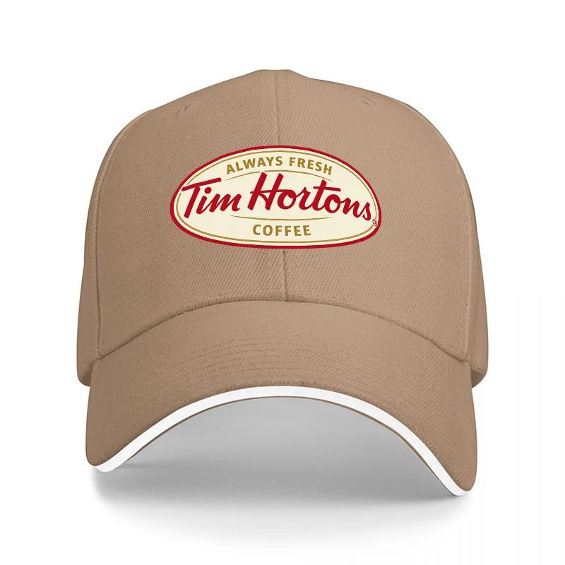 Черная Бейсболка с Логотипом Кофе Tim Hortons Классический Дизайн Вышитая Передняя Панель Регулируемая Посадка для Повседневной Носки