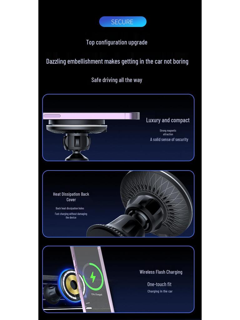 Беспроводной автомобильный держатель для телефона и зарядное устройство, совместимое с MagSafe, 15 Вт