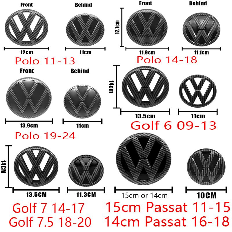 For Volkswagen Car Logo Front Bonnet Hood Rear Tail Trunk Emblem For Volkswagen VW Polo Passat Golf 6 7 7.5 MK6 MK7 MK 7.5 Replace Accessories zs0
