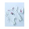 Sofia White Lacy Collar Hydrangea Embroidered Hat Booties Set Of 3 White