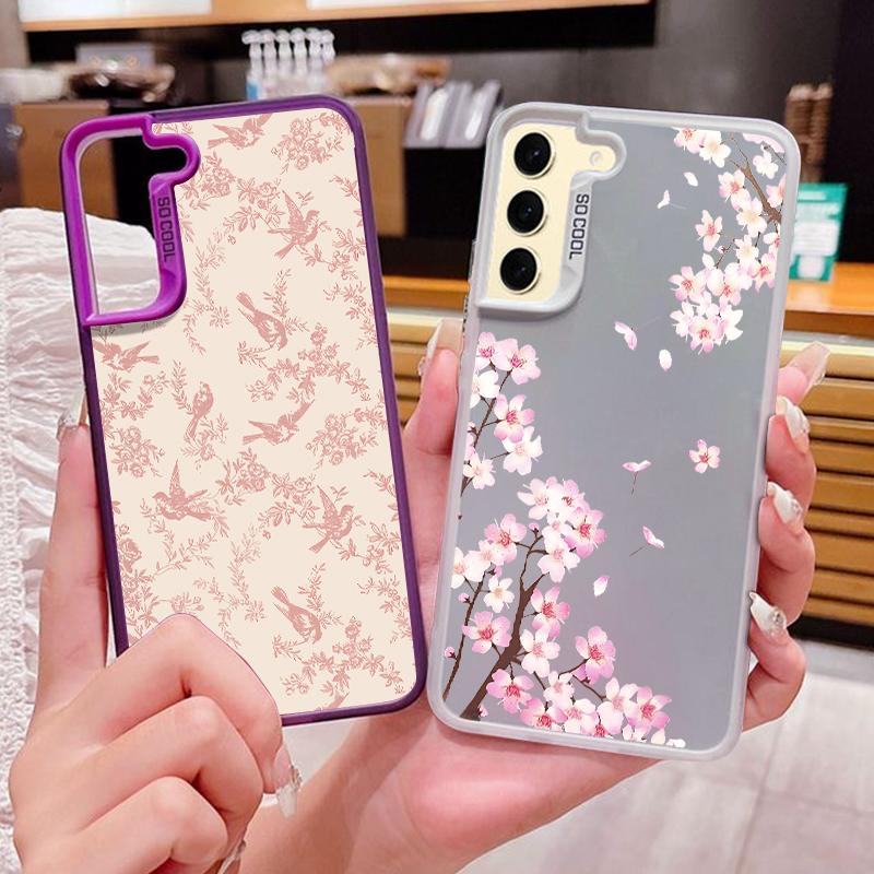 Чехол для телефона с рисунком «Маленькие розовые цветы» для Samsung Galaxy S25 S24 S23 Ultra S24 S25 FE S22 S21 Plus, IMD, лазерный, матовый, жесткий
