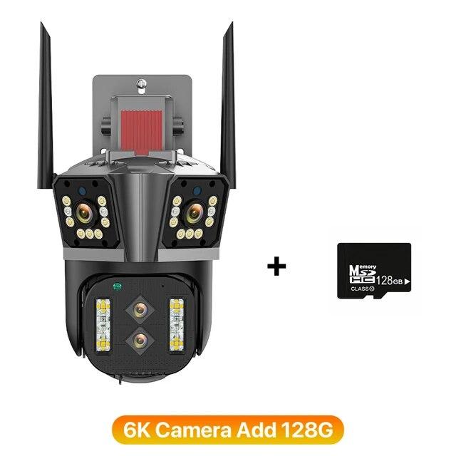 Новая IP-камера EU 6K HD WIFI 16MP 10-кратный гибридный зум PTZ-камера с автоматическим отслеживанием Уличная камера с четырьмя объективами и тройным экраном Камера безопасности Домашний регистратор безопасности