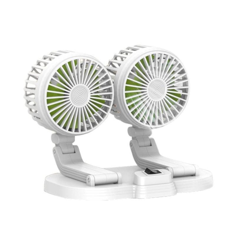 Автомобильный вентилятор с двойной головкой, вращение на 360°, 2 скорости, регулируемый охлаждающий вентилятор для автомобилей, крепление на приборную панель, вентилятор-охладитель с питанием от USB