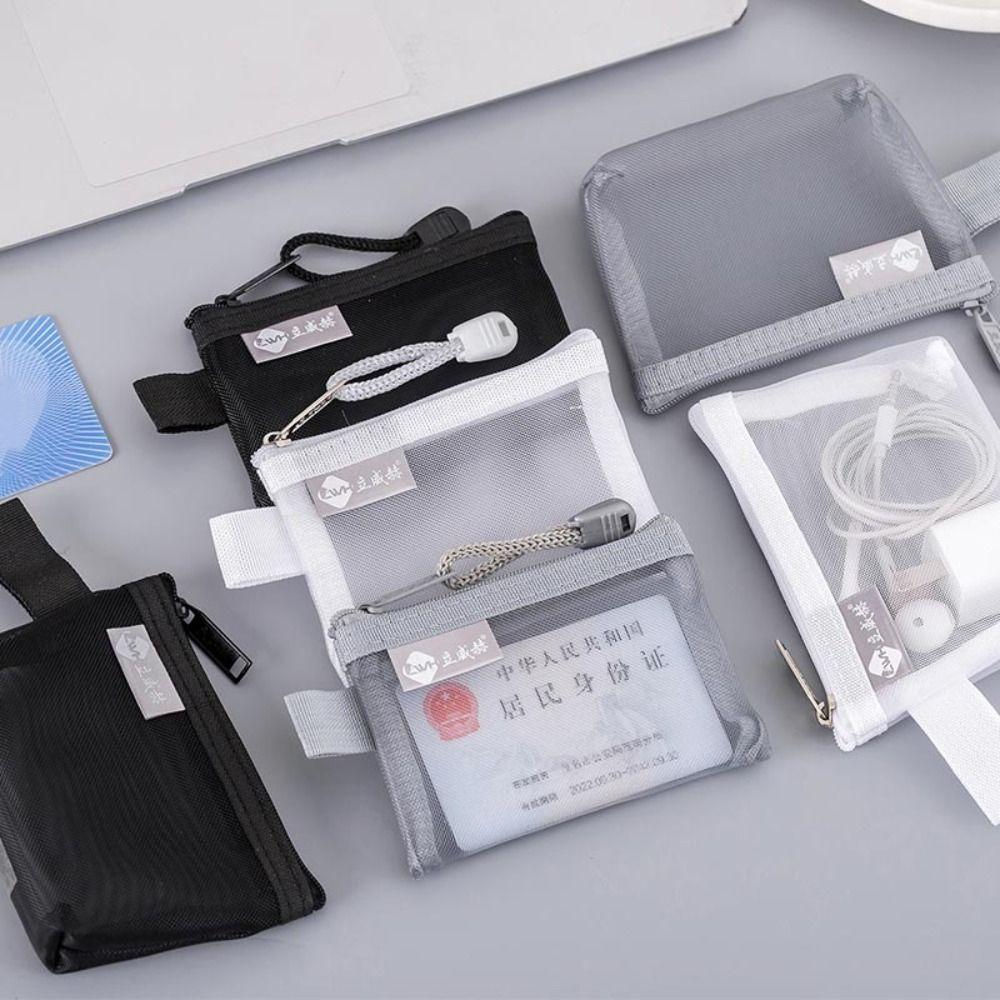 Легкая квадратная сетчатая сумка для хранения, косметичка большой емкости, портативный мини-кошелек на молнии для монет