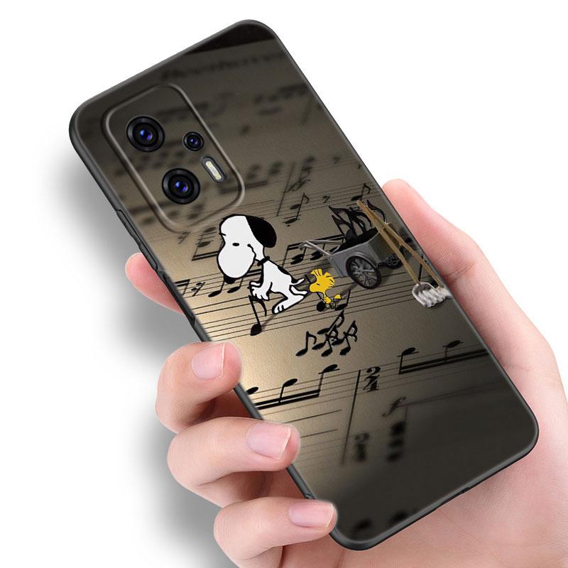 Cartoon Kawaii Snoopy Black Silicone Phone Case For Xiaomi POCO X3 X4 NFC F5 M3 M4 M6 X5 X6 Pro F3 F4 GT 5G C55 C65 M5