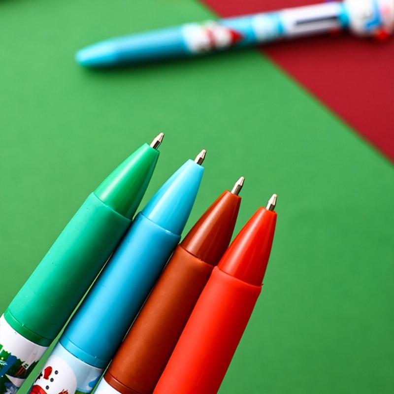 10 шт. Рождественская разноцветная шариковая ручка 4 цвета в 1 шариковая ручка выдвижная многоцветная ручка для студентов заметки