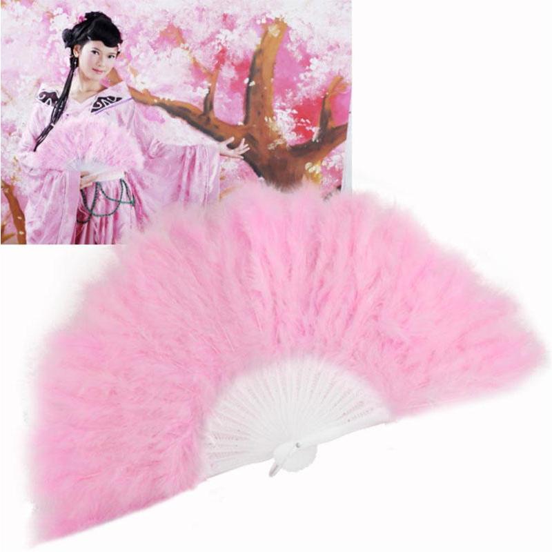 1PC Dance Props Classical Women Showgirl Home Decorative Fluffy Feather Fans Folding Fans Hand Fan Wedding Party