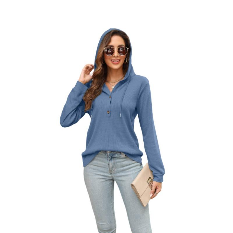 Весенне-осенняя женская толстовка с капюшоном, топ с длинными рукавами и вафельным галстуком