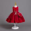 Новое платье принцессы из 3 предметов для девочек, элегантное платье с длинными рукавами и вышивкой для девочек, детское платье для дня рождения + комплект сумок