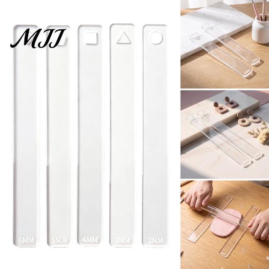 Acrylic Clay Thickness Rulers 1 Pair Polymer Depth Guide, 2/3/4/5/6mm Pottery Rolling Pin DIY Earring Making Supplies Transparent Ruler